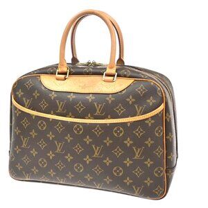 LOUIS VUITTON LV Logo Deauville Hand Bag Monogram Leather Brown 398-082825